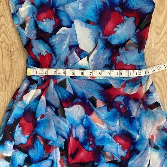 Cynthia Steffe Silk Maxi Dress 6 One Shoulder Floral Gown Formal - Picture 8 of 12